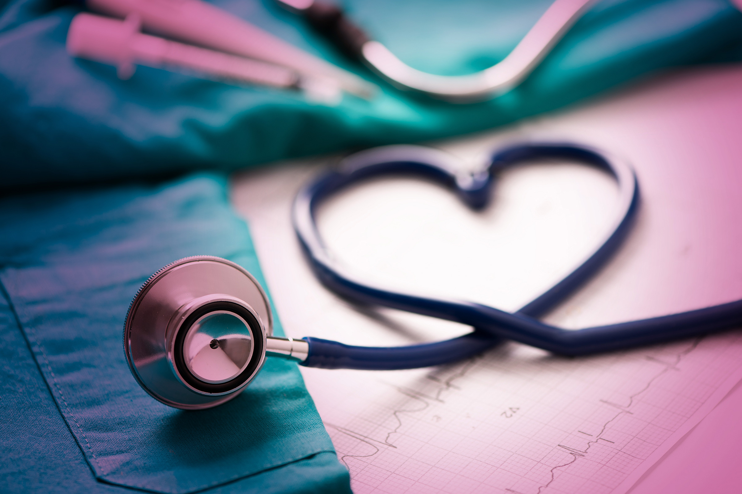 Stethoscope cord in shape of heart