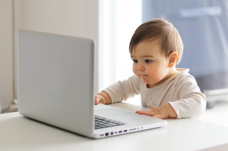 baby at computer