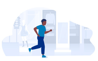 Icon: Man jogs down street