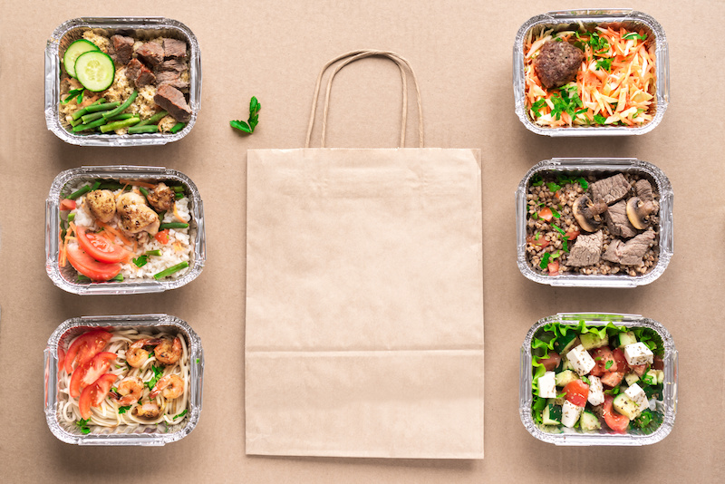 Trays of prepared healthy meals