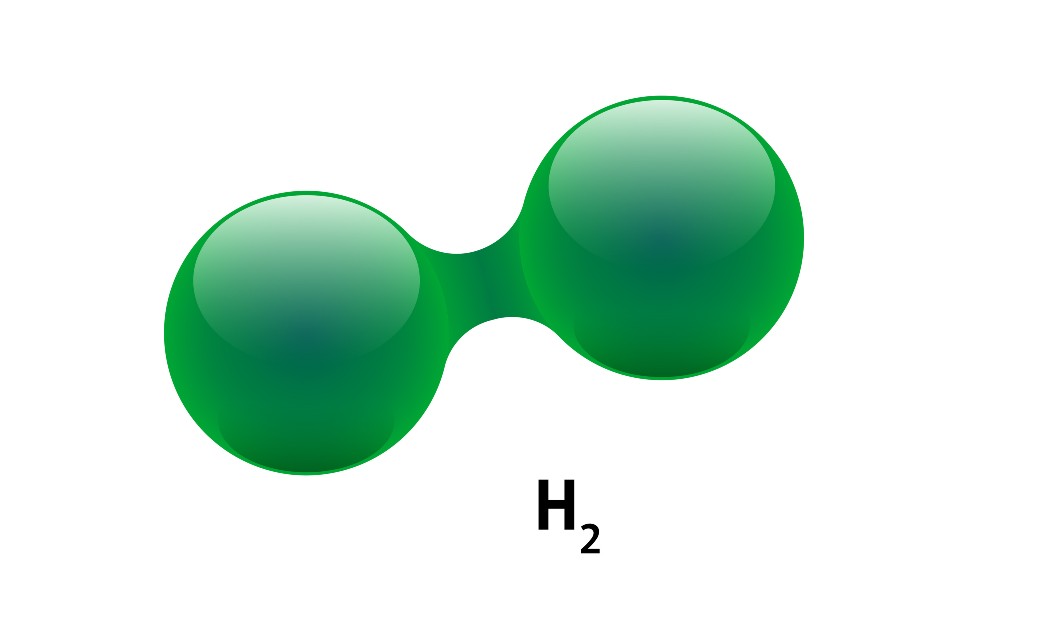 Green image of a H2 molecule.