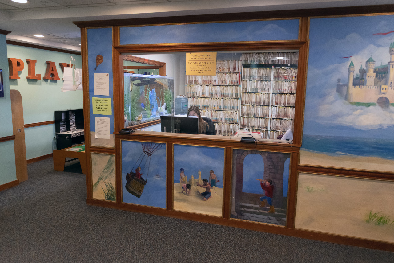 front desk of a pediatrician office
