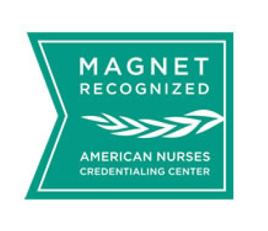 Logo with text: MAGNET recognized, American Nurses Credentialing Center