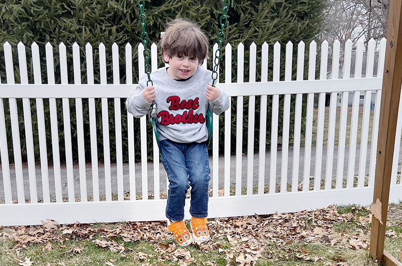 Weston on a swing