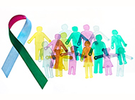 green, blue and pink ribbon and rainbow paper dolls