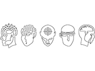 illustration of five heads with different emotions
