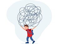 illustration of man holding up heavy squiggle ball