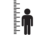 full human body standing next to measurnment lines 