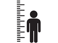 full human body standing next to measurnment lines