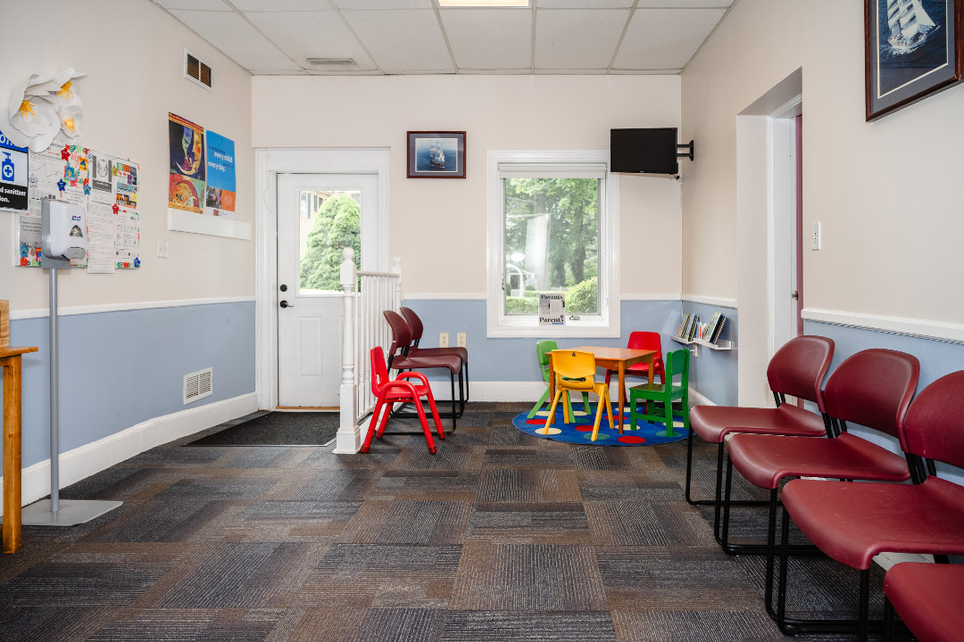 a colorful waiting room for a pediatrician office