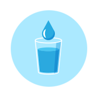 Illustration: Glass of water with water drop falling in