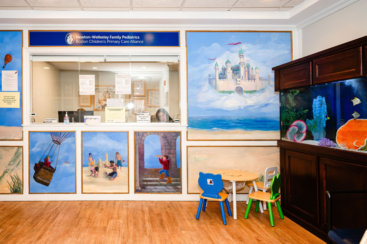 a front desk of a pediatric office