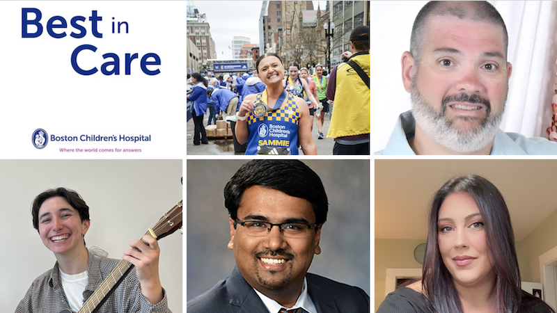 Collage of five recipients and finalists for Best in Care Award; Text: Boston Children's Hospital, Where the world comes for answers