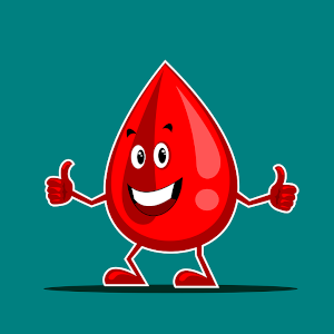 Illustration: Blood drop gives thumbs up