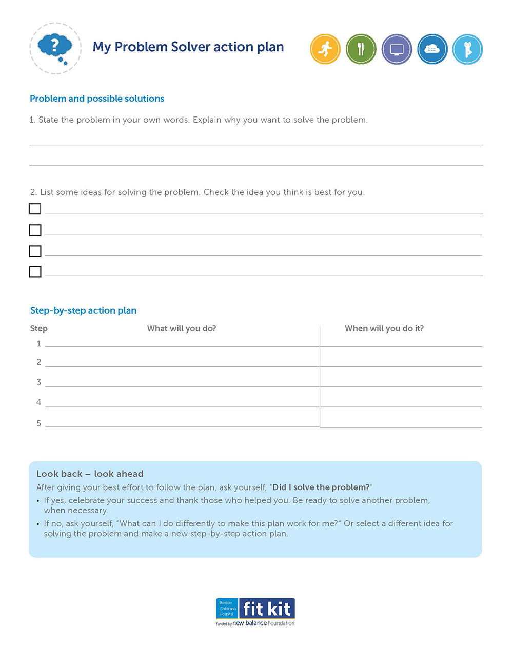 problem solver action plan blank