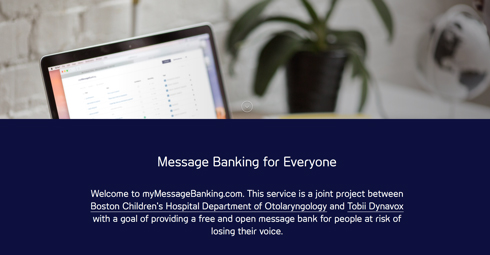 Message Banking for Everyone text and image of computer