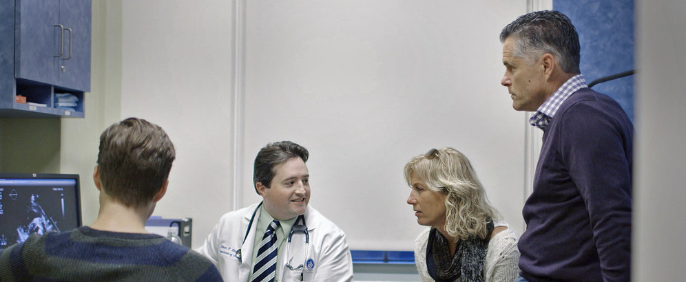 Danny Deitz and family meeting with Dr. Daly to discuss cardiomyopathy