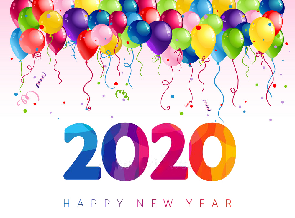colorful happy new year 2020 balloons