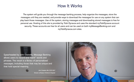 Image of program director John Costello and text explaining how the messaging bank works