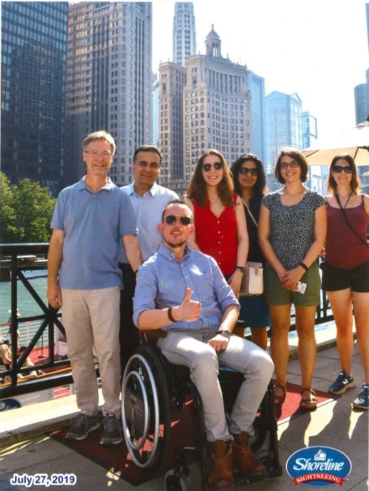 Members of the Beggs team taking in the sites of Chicago after one of the days after the 2019 Congenital Muscle Disease Scientific & Family Conference.