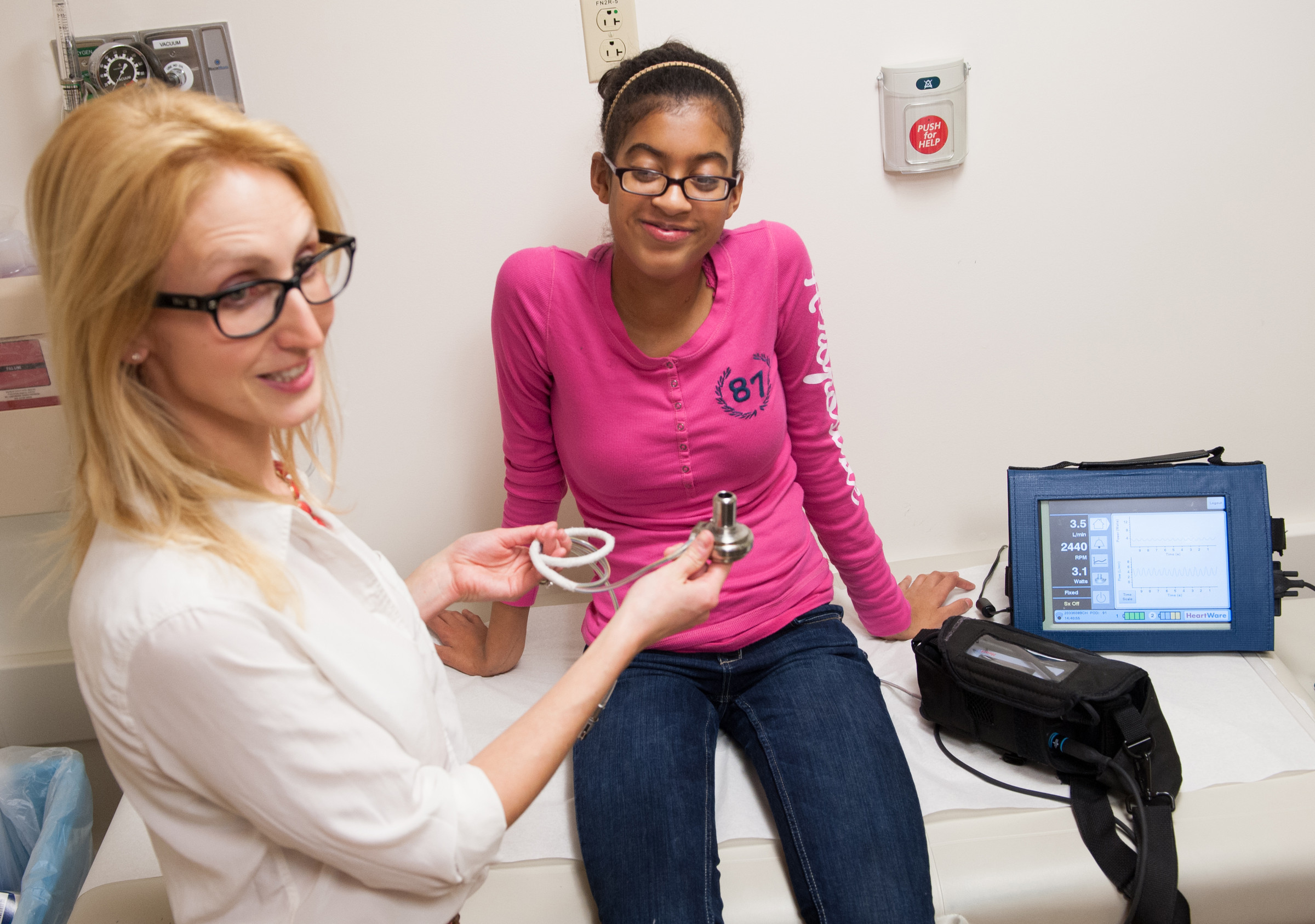 Christina VanderPluym, MD, of Boston Children's Hospital, with a patient.