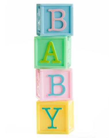 Blocks spell out BABY