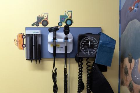 Medical equipment hangs on the wall