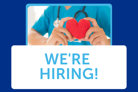 we're hiring with hands holding a heart