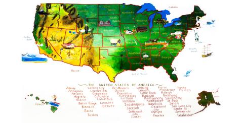 a mural of the united states of america