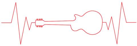 drawing of red electrical activity waves making an electric guitar 