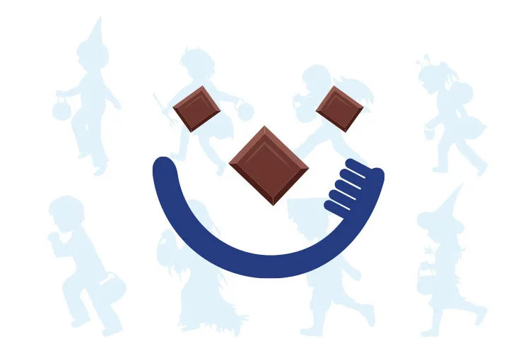 Illustration of a smile with the end of a toothbrush added on