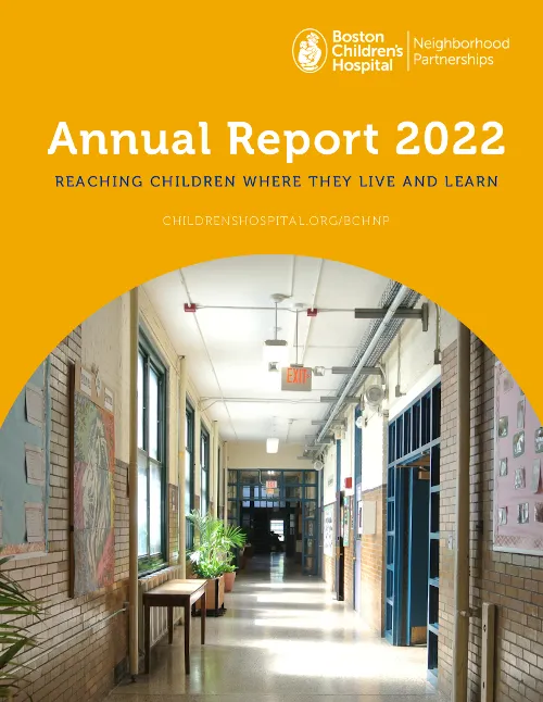 Cover: 2023 Annual Report Boston Children's Hospital Neighborhood Partnerships